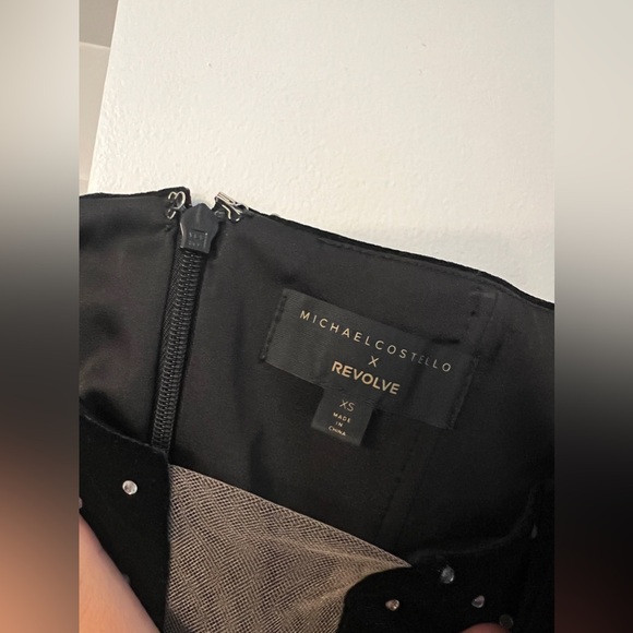 Michael Costello x Revolve London Dress in Black Velvet & Rhinestones XS - Picture 9 of 13